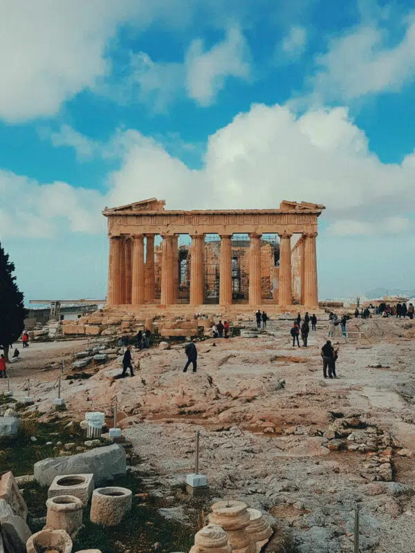 Visiting the Parthenon in Athens, Greece on a school history tour