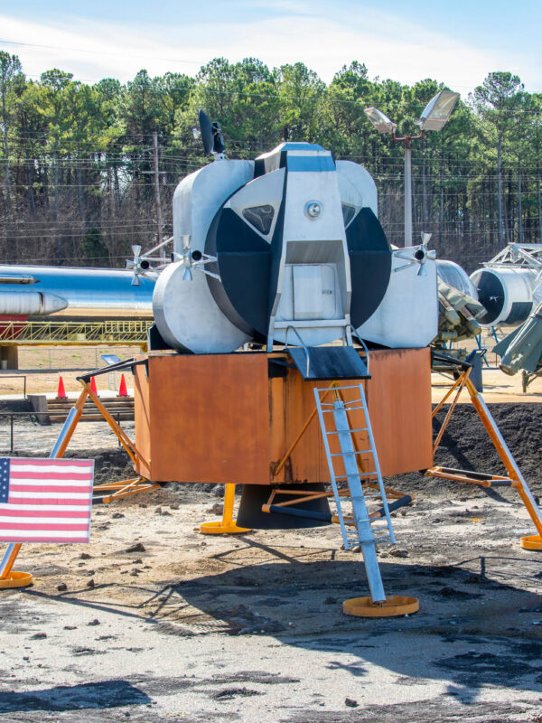 A lunar module from a spaceship at NASA in the USA on an overseas school tour