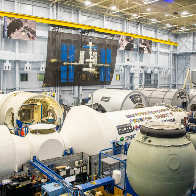 A storage facility at NASA, USA with lots of space rockets
