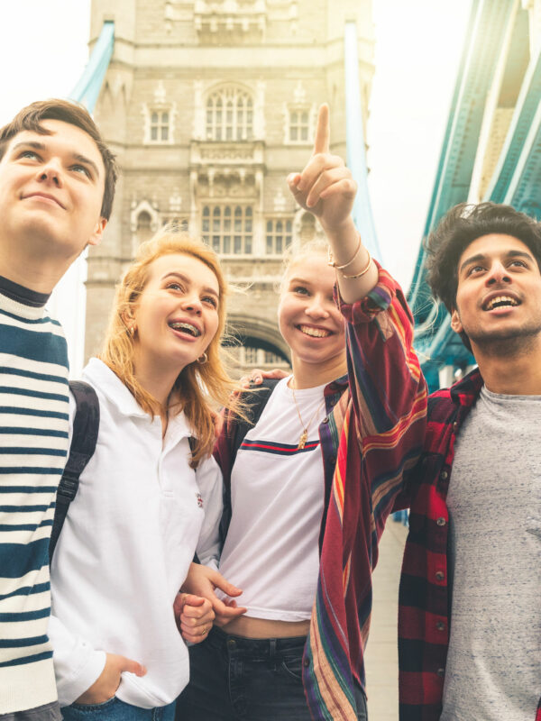 A group of students visiting tower bridge on a Custom Curriculum Tour