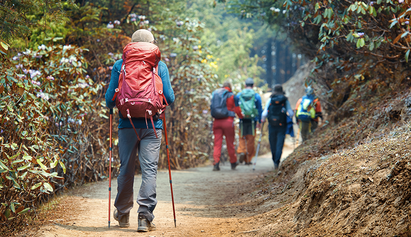 A student led group of hikers on a school expedition, showing leadership under pressure