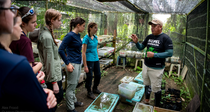 Students visiting a reforestation project on sustainable school trips