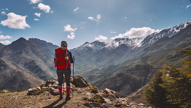 Student hiking on a school trip in Morocco