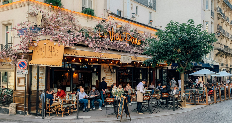 Visiting a cafe during school trips to France