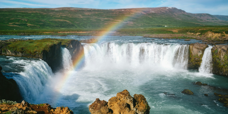 Exploring Gullfoss Waterfall during residential visits for schools