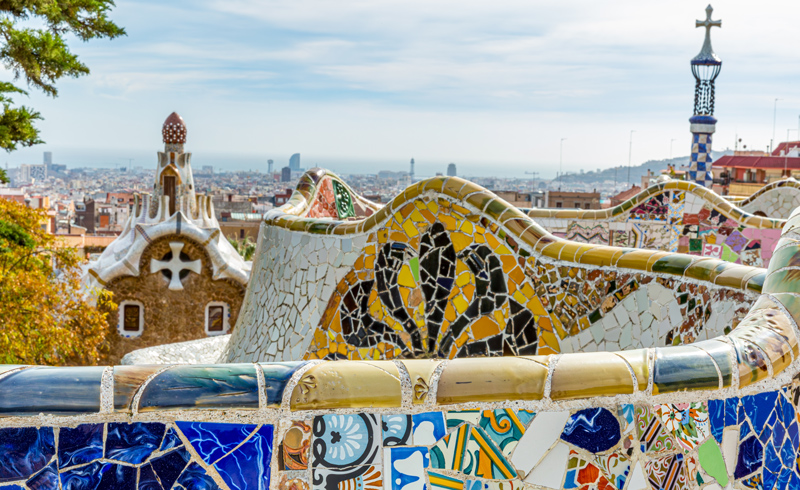 Exploring Park Guell, Barcelona on educational trips Spain