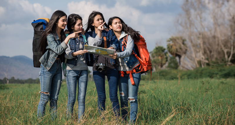 Students exploring on a residential school trip